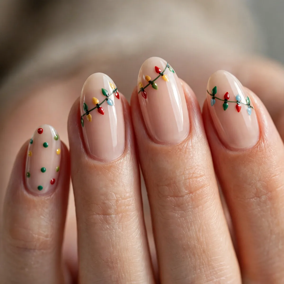 Christmas light dot nail art