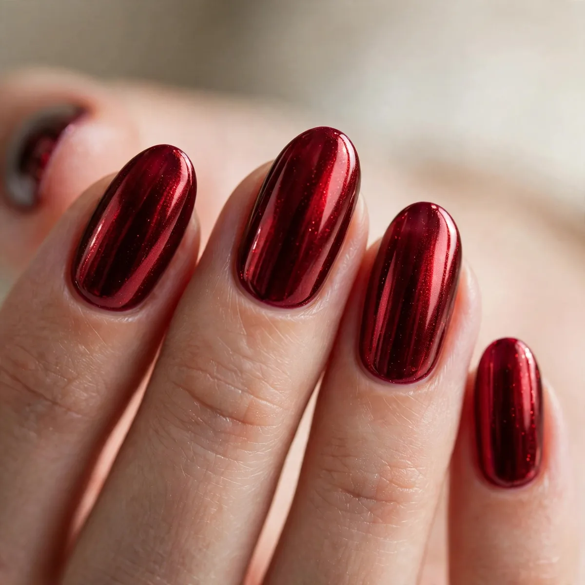 Red chrome christmas nails