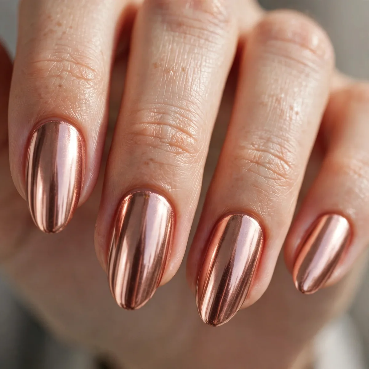 Rose gold chrome nails