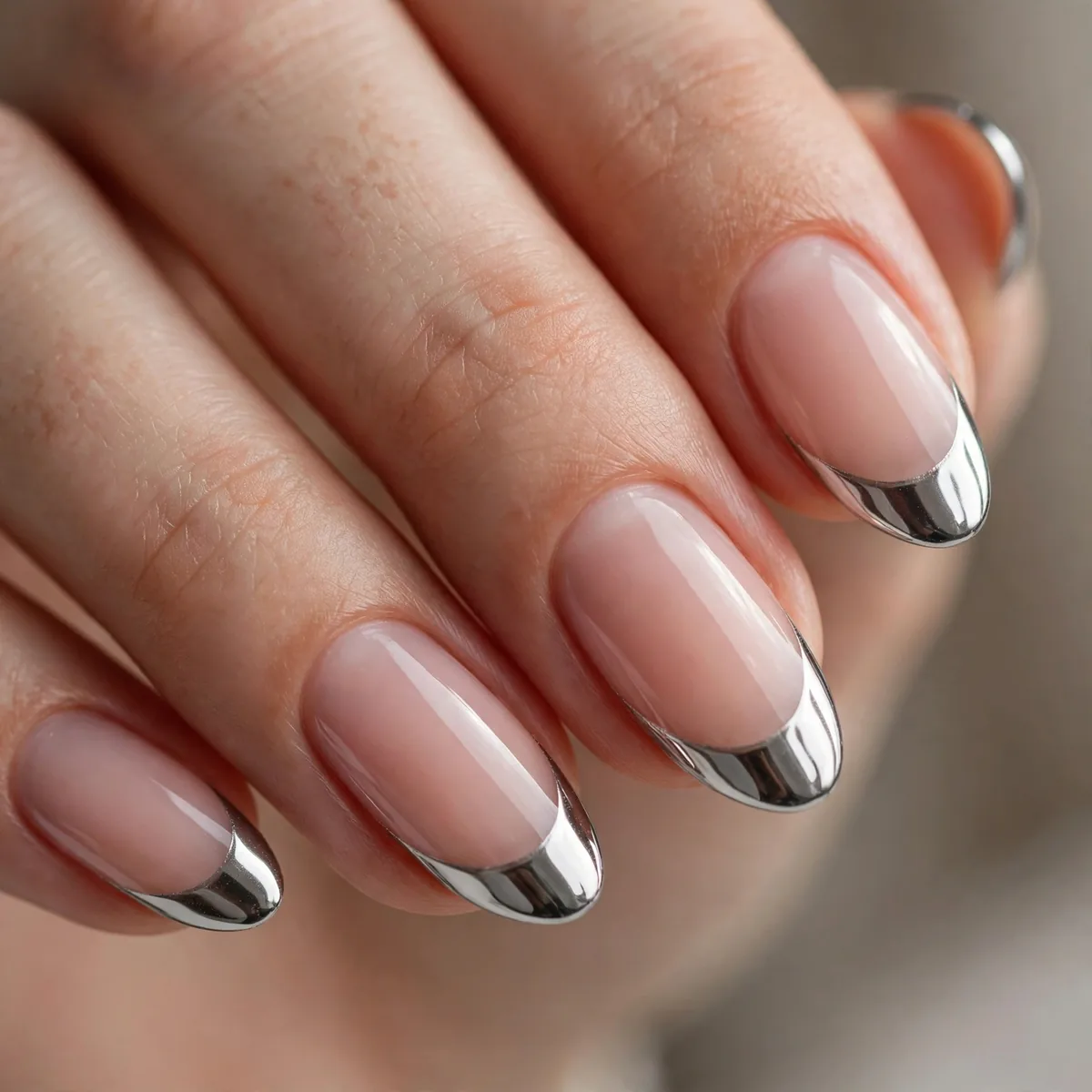 Chrome French tip nails