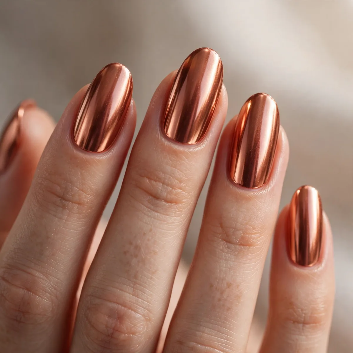 Copper chrome metallic nails
