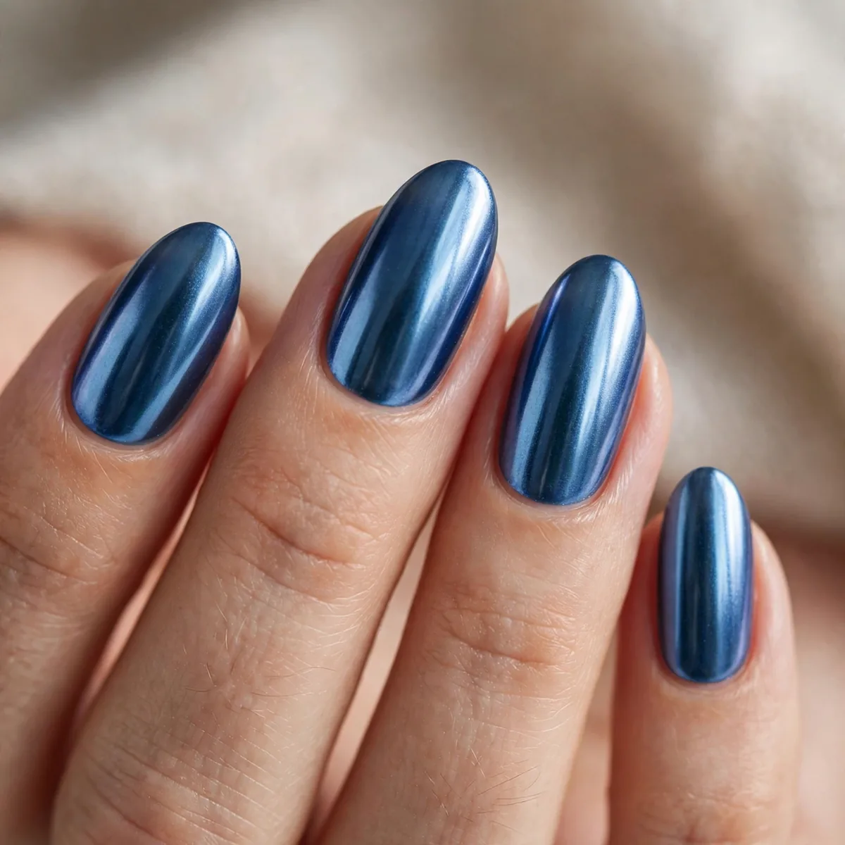 Blue steel chrome nails