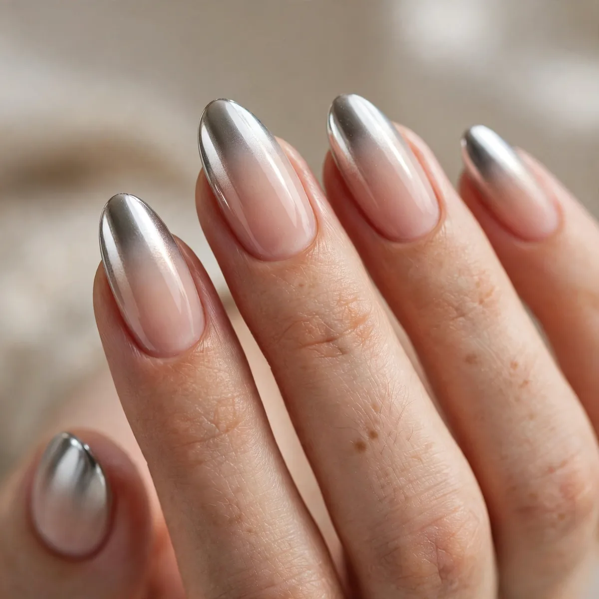Chrome ombre gradient nails