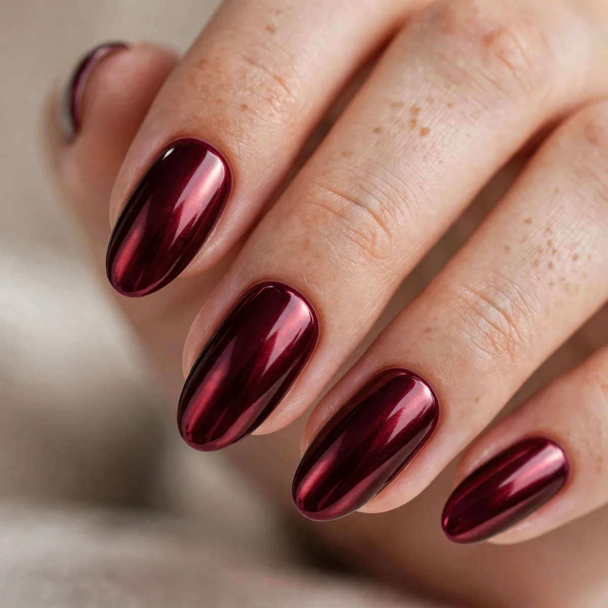 Burgundy wine chrome nails
