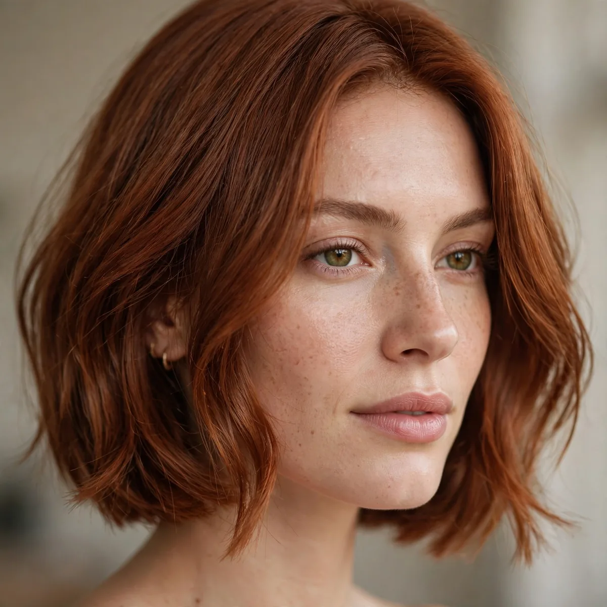 Cinnamon colored bob haircut
