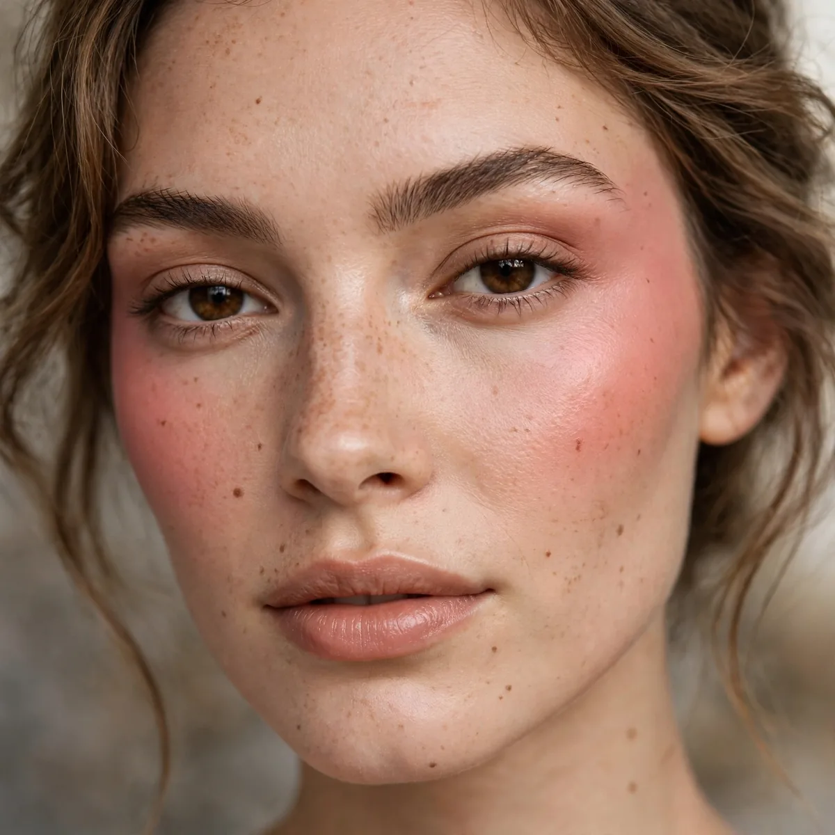 Blush placement balancing close-set eyes