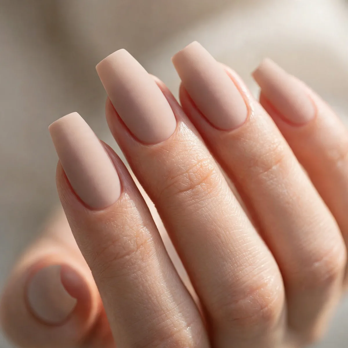 Matte nude coffin nails