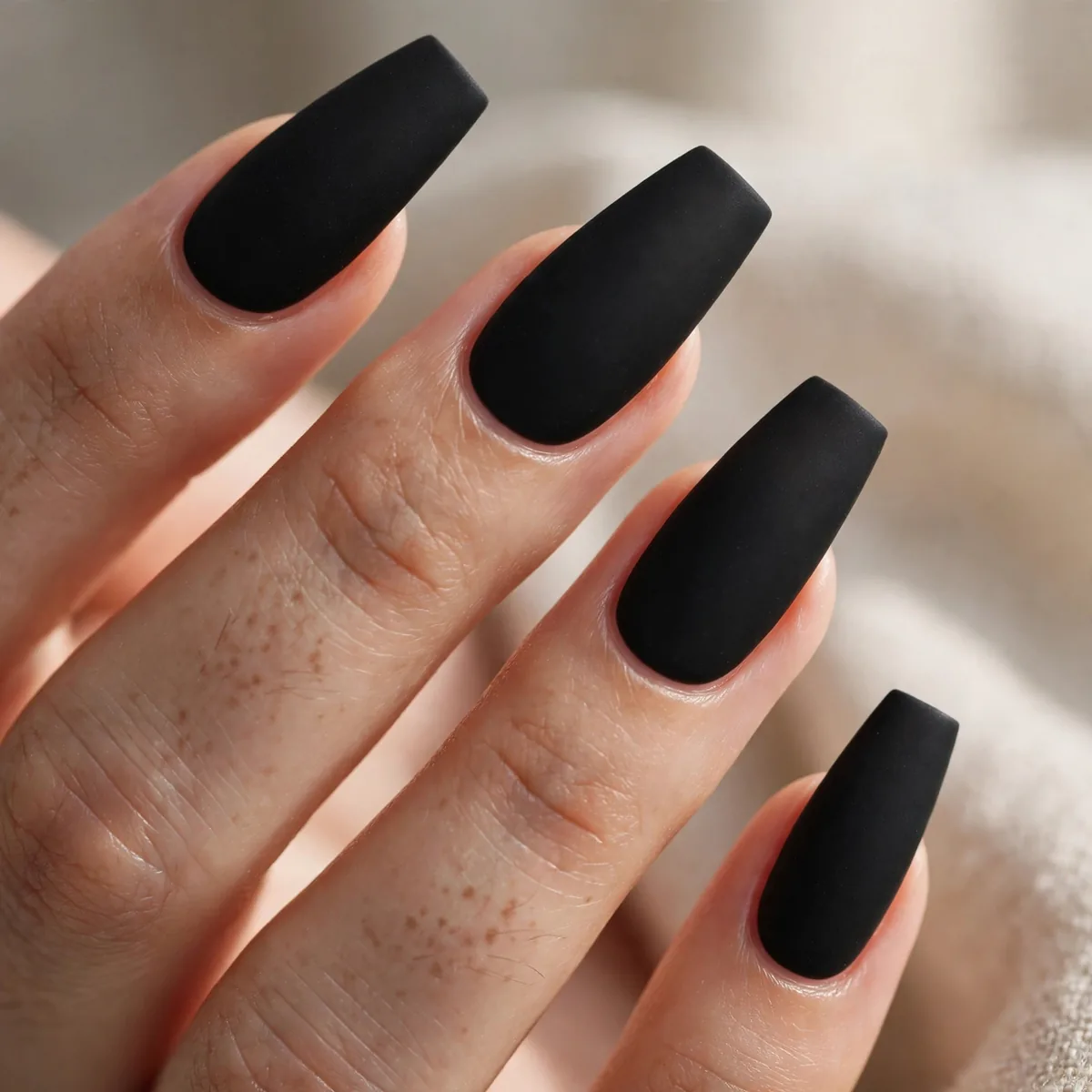 Matte black coffin nails