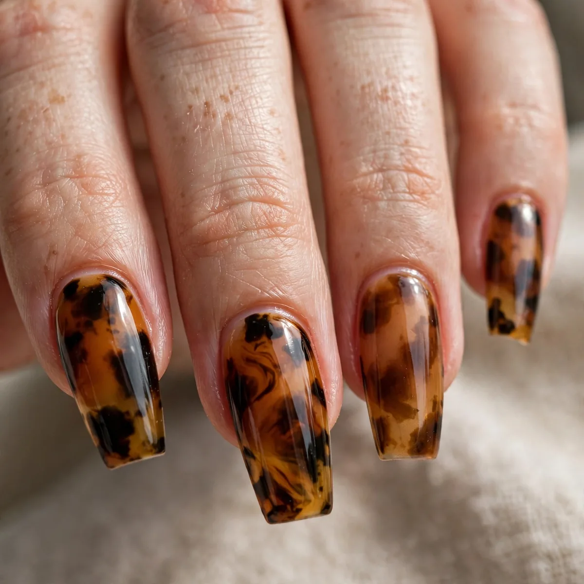 Tortoiseshell pattern on coffin nails