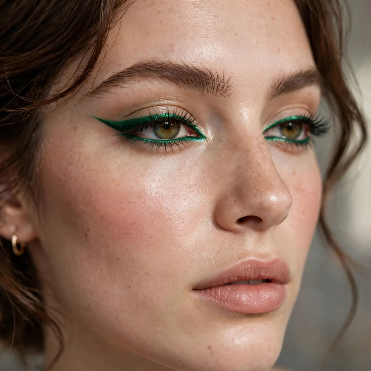 Emerald green eyeliner look