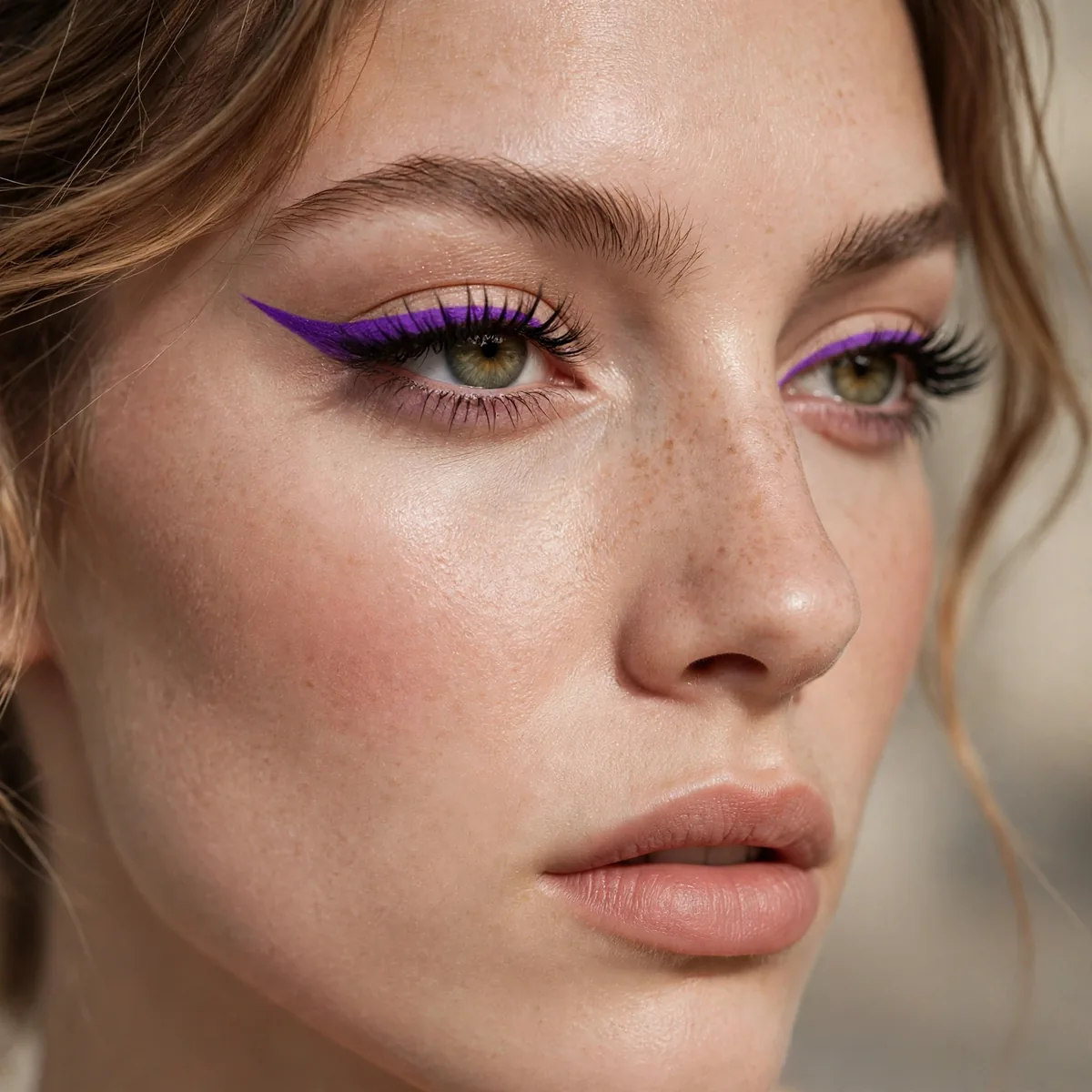 Purple eyeliner eye look