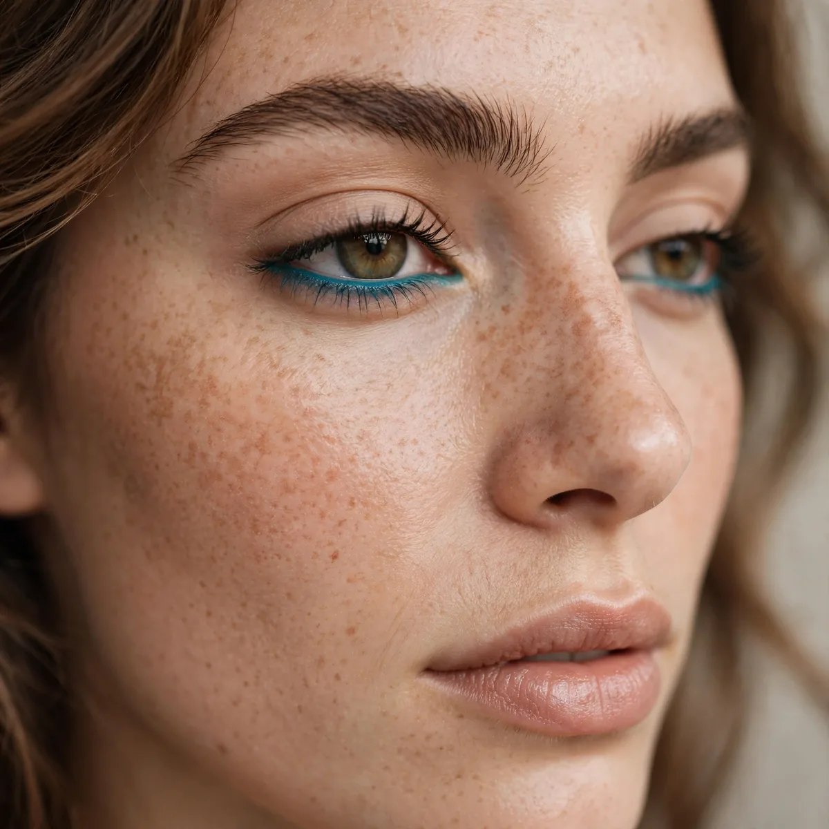 Teal lower lash eyeliner