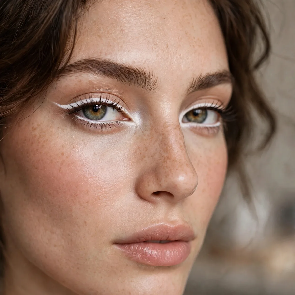 White eyeliner brightening look