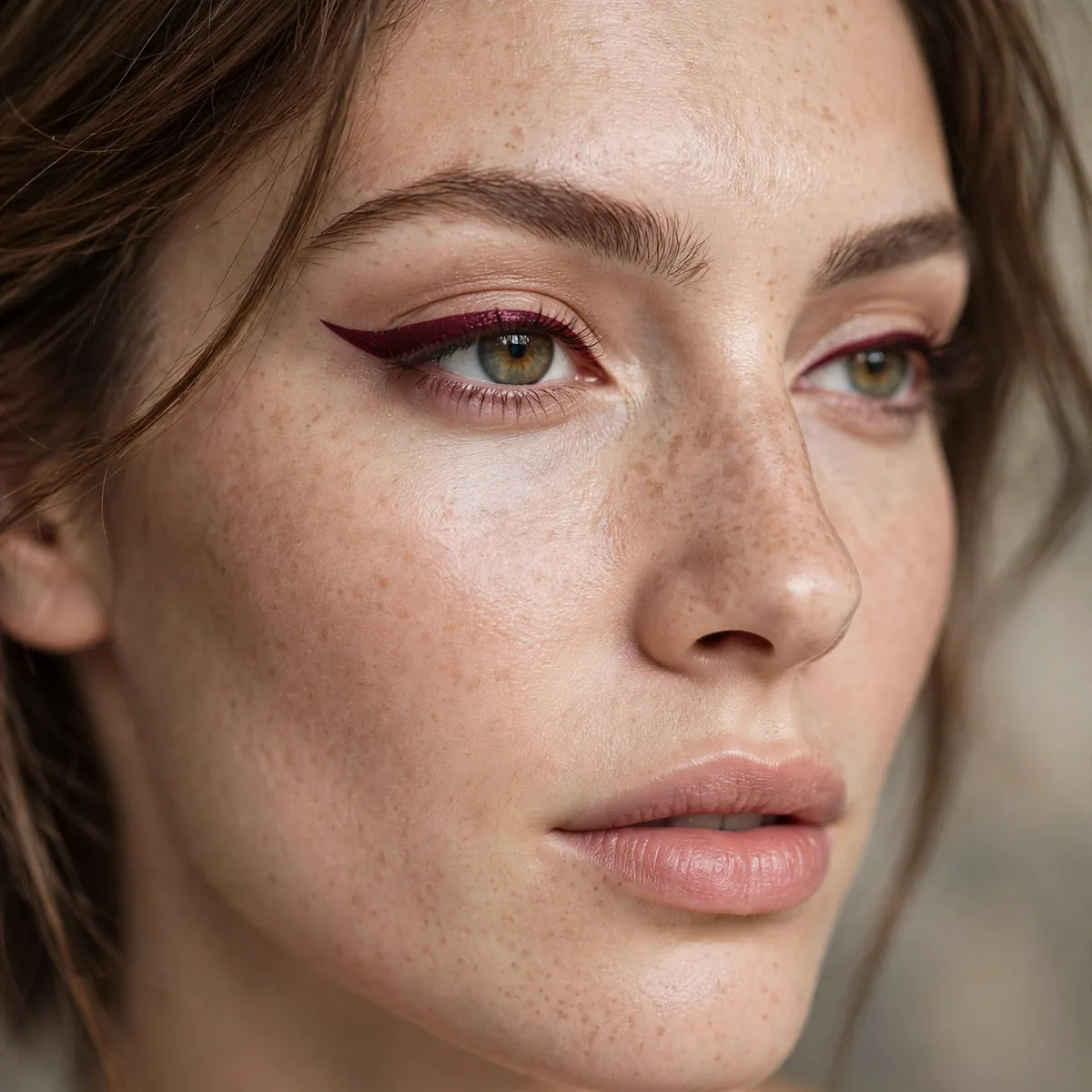 Burgundy colored eyeliner look