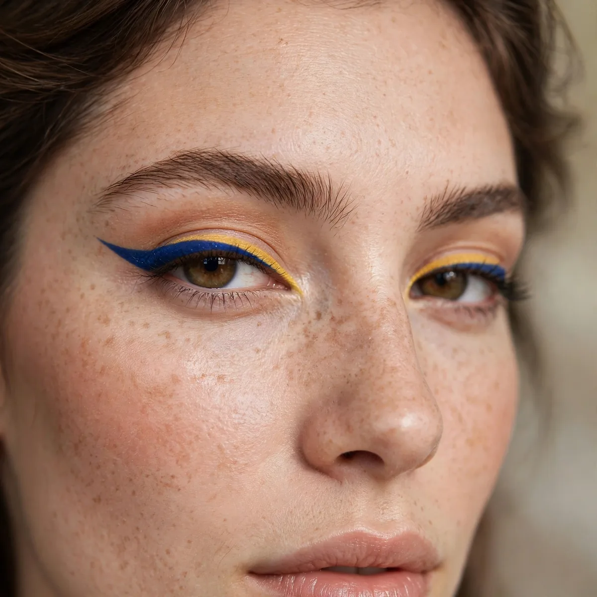 Two tone colored eyeliner look