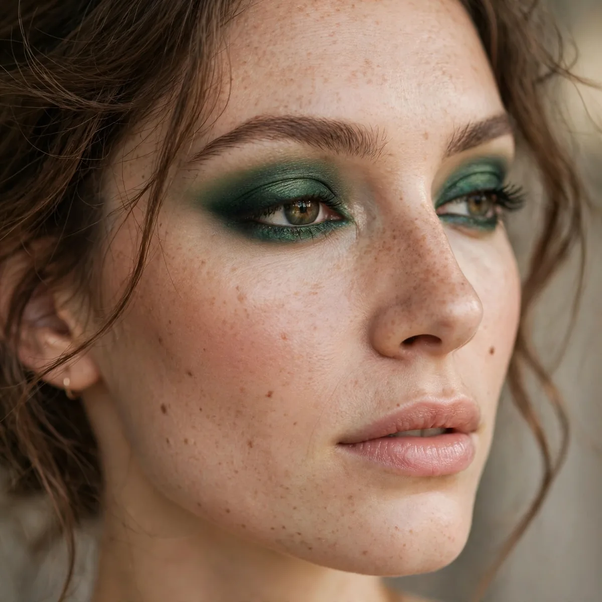 Forest green smokey eyeliner