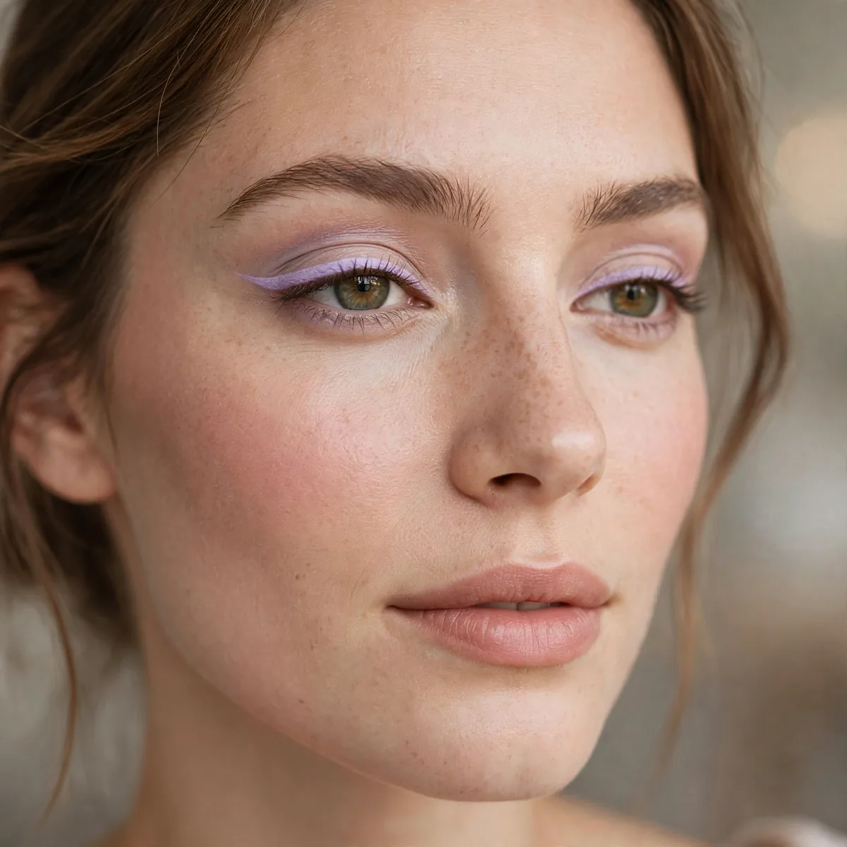 Lilac soft eyeliner look