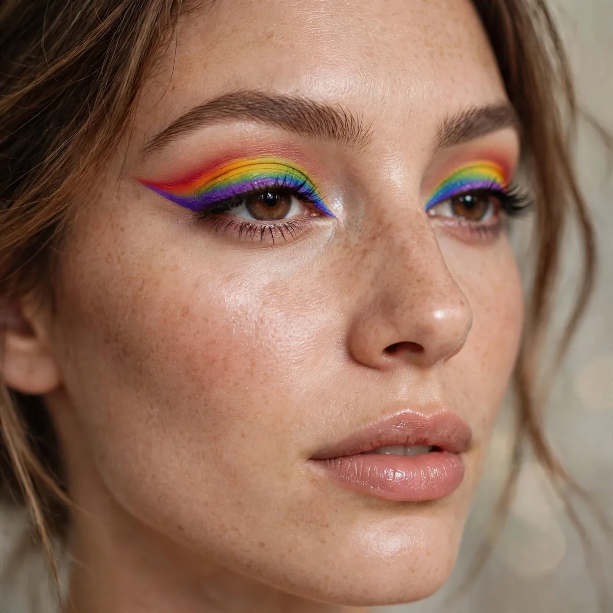 Rainbow gradient eyeliner look