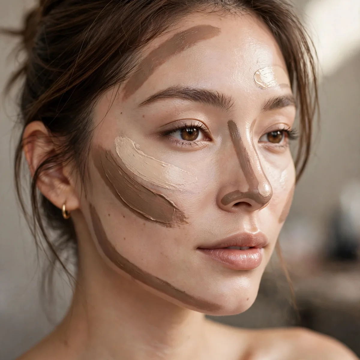 Cream contour before powder