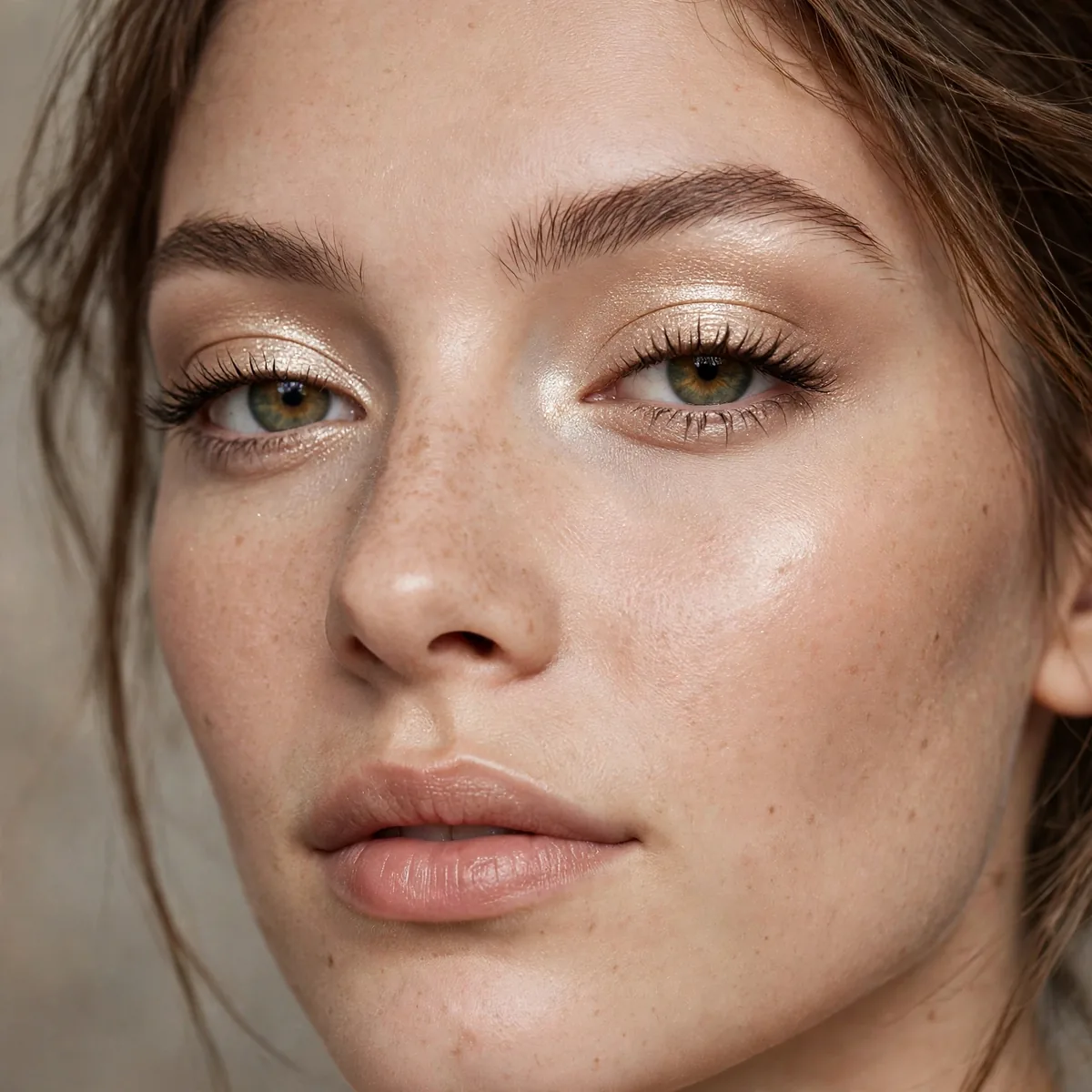 Frosted champagne eyeshadow look