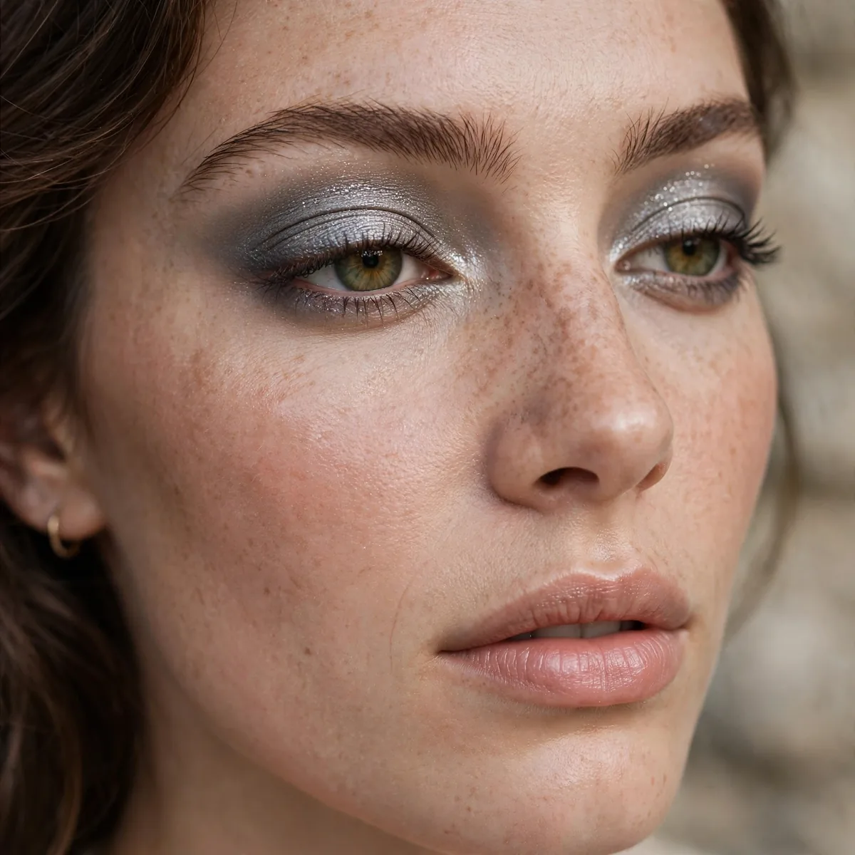 Pewter shimmer eyeshadow look