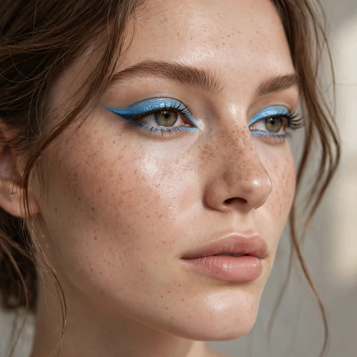 Ice blue eyeliner look
