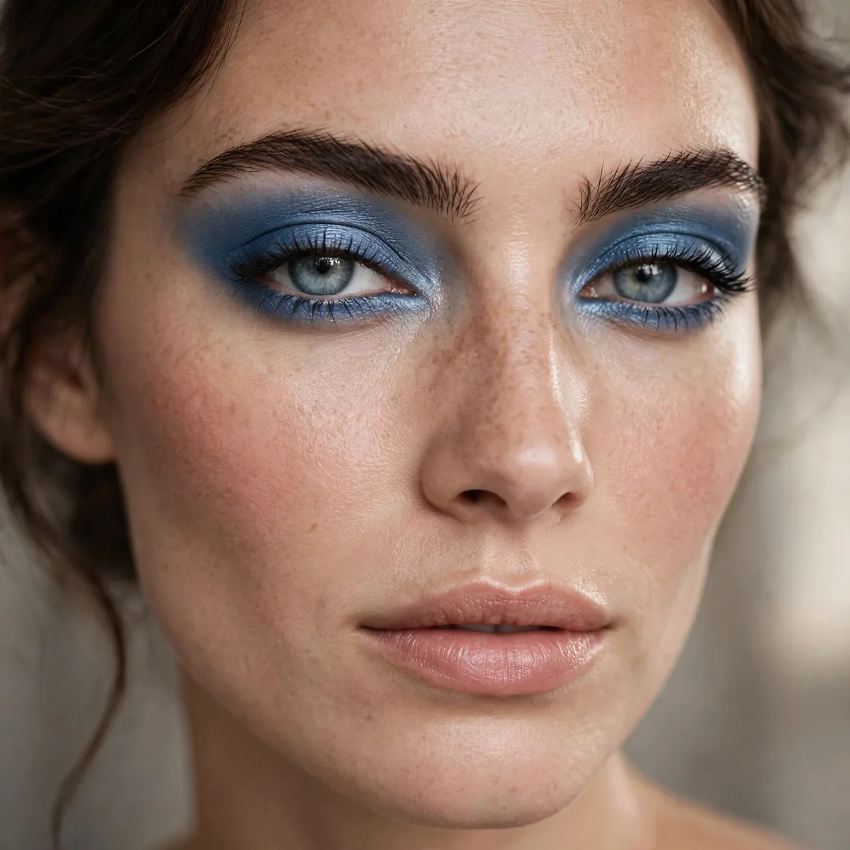 Steel blue eyeshadow look