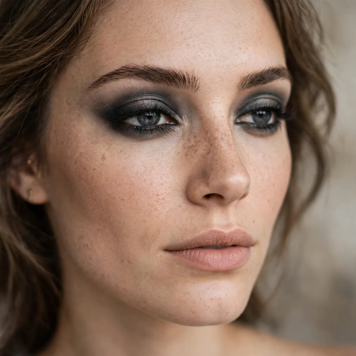 Graphite smokey eye makeup