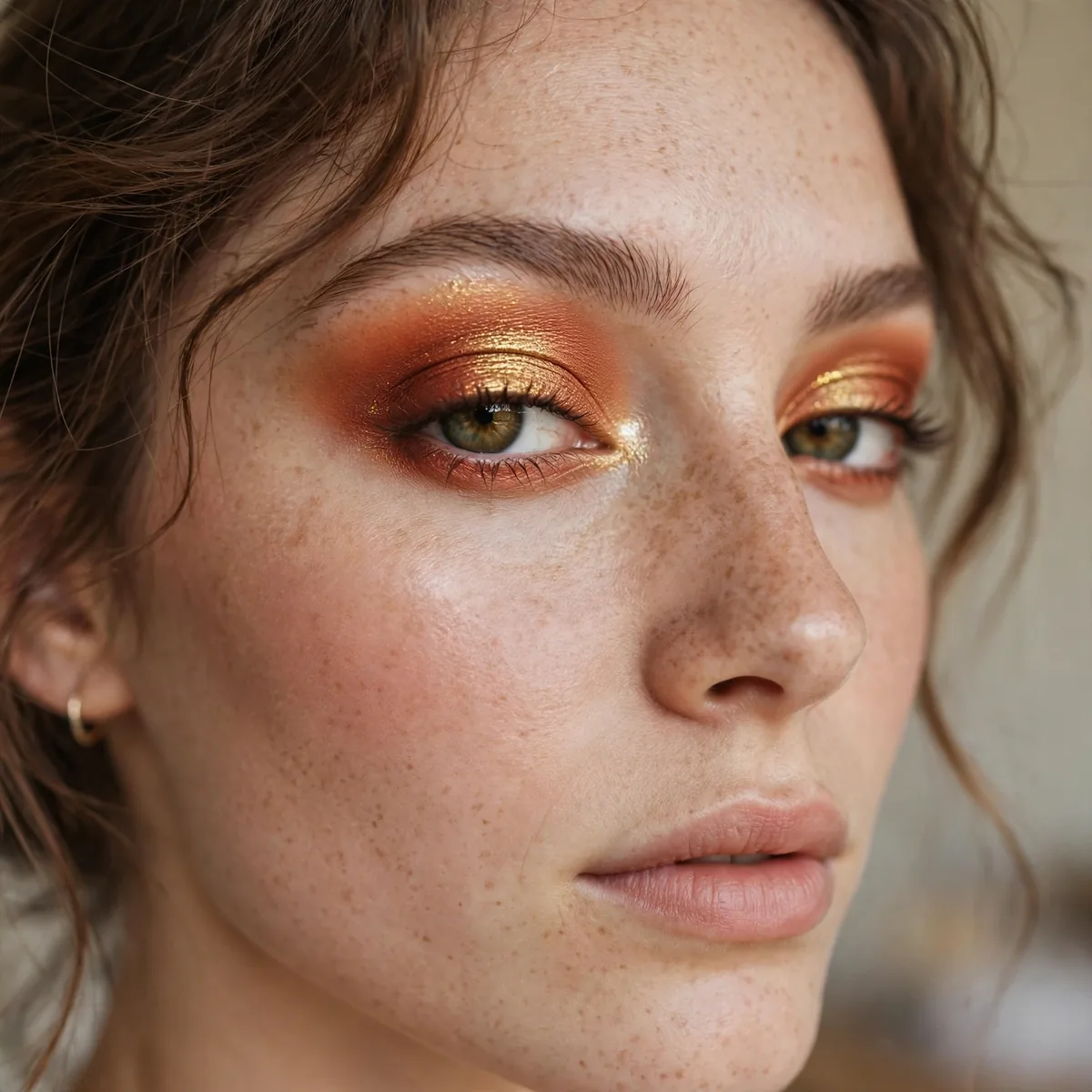 Copper and gold duo eyeshadow look
