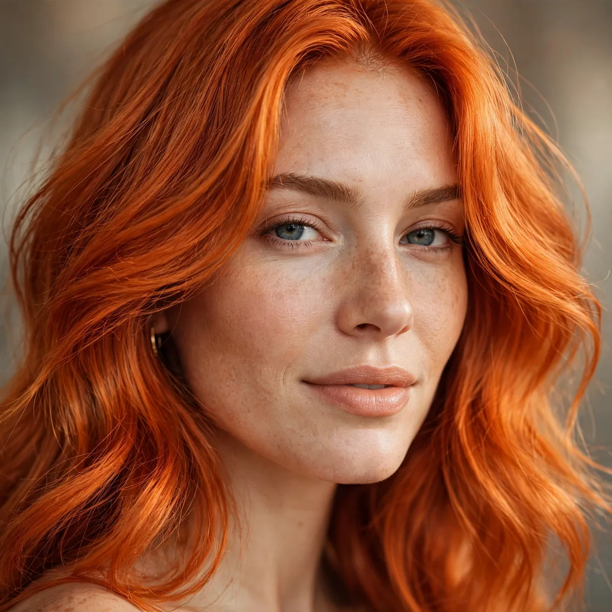 Bright tangerine copper hair color