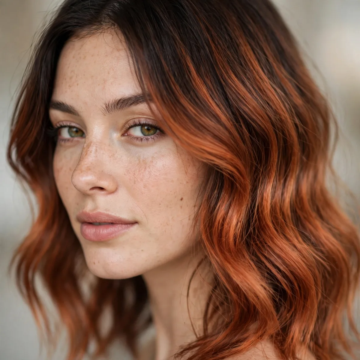 Copper ombre from dark roots