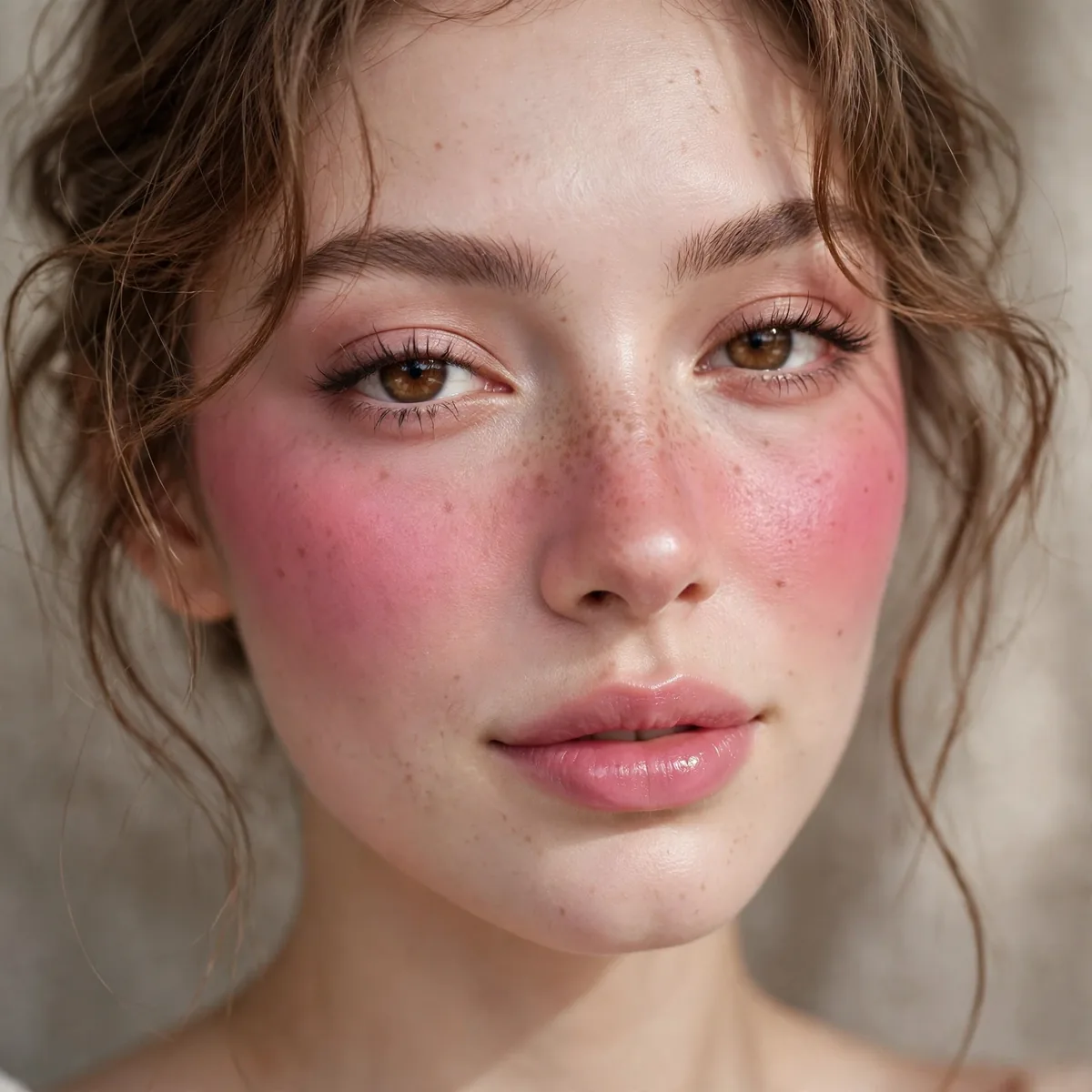 Heavy blush coquette makeup
