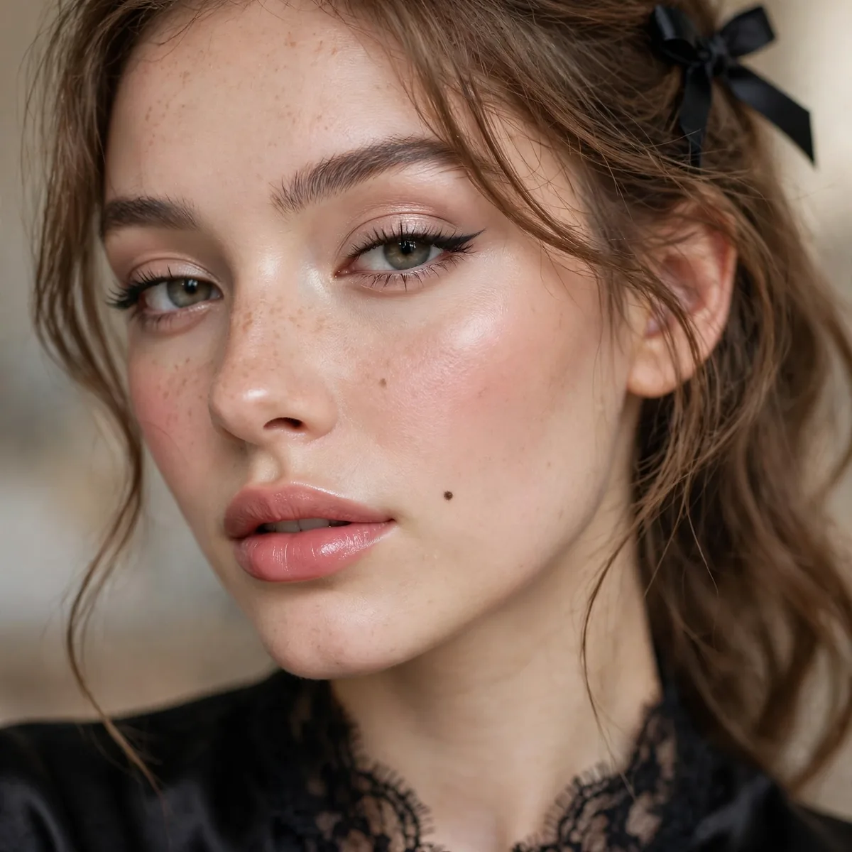 Faux beauty mark coquette detail