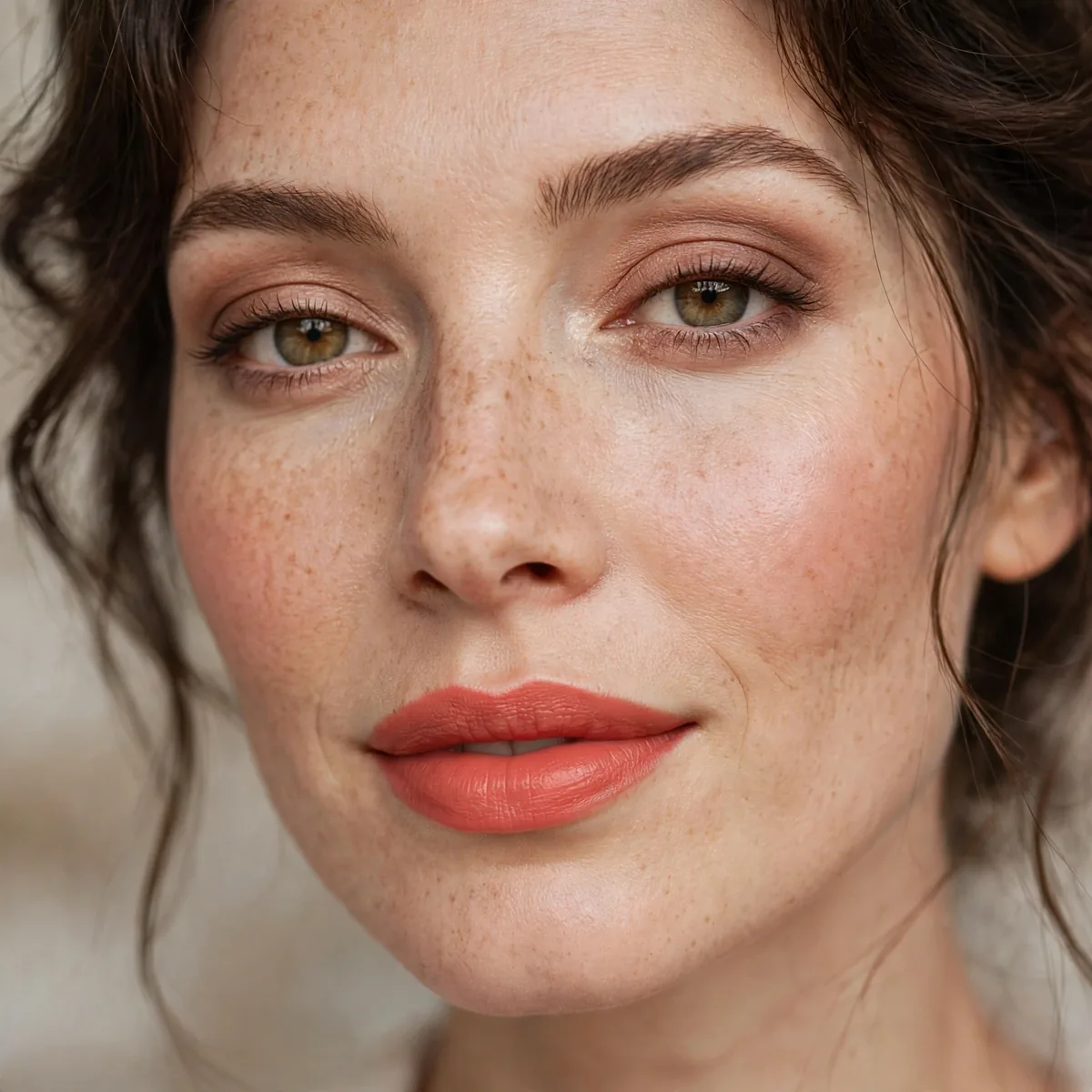 Long wearing coral lipstick