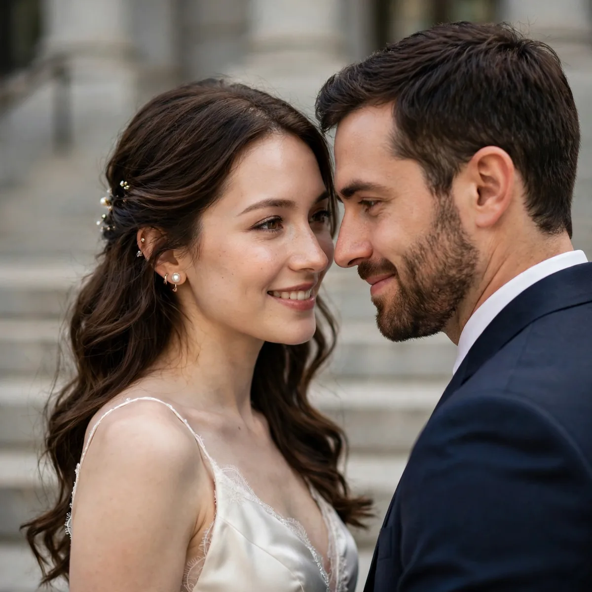 Couple on courthouse steps