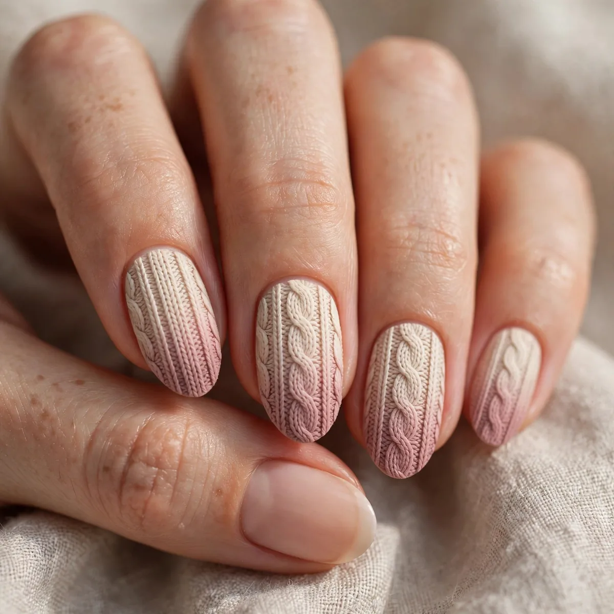 Ombre knit nail art fade