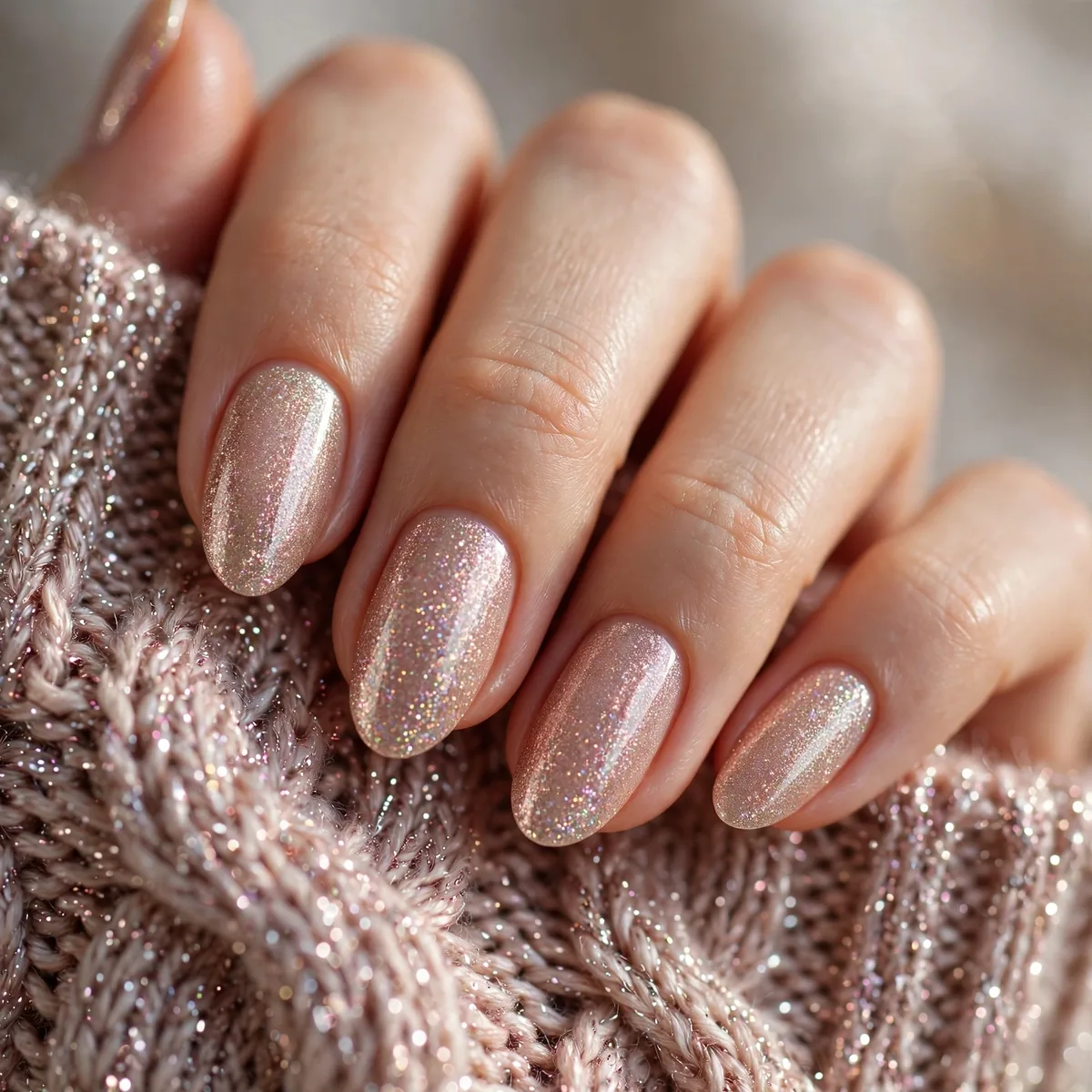 Glitter knit sweater nail sparkle