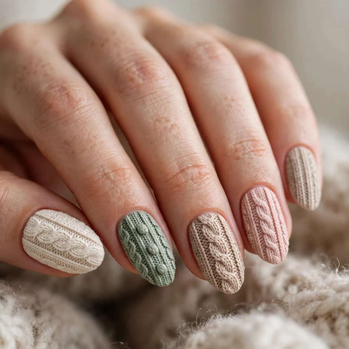 Curated cozy sweater nail collection