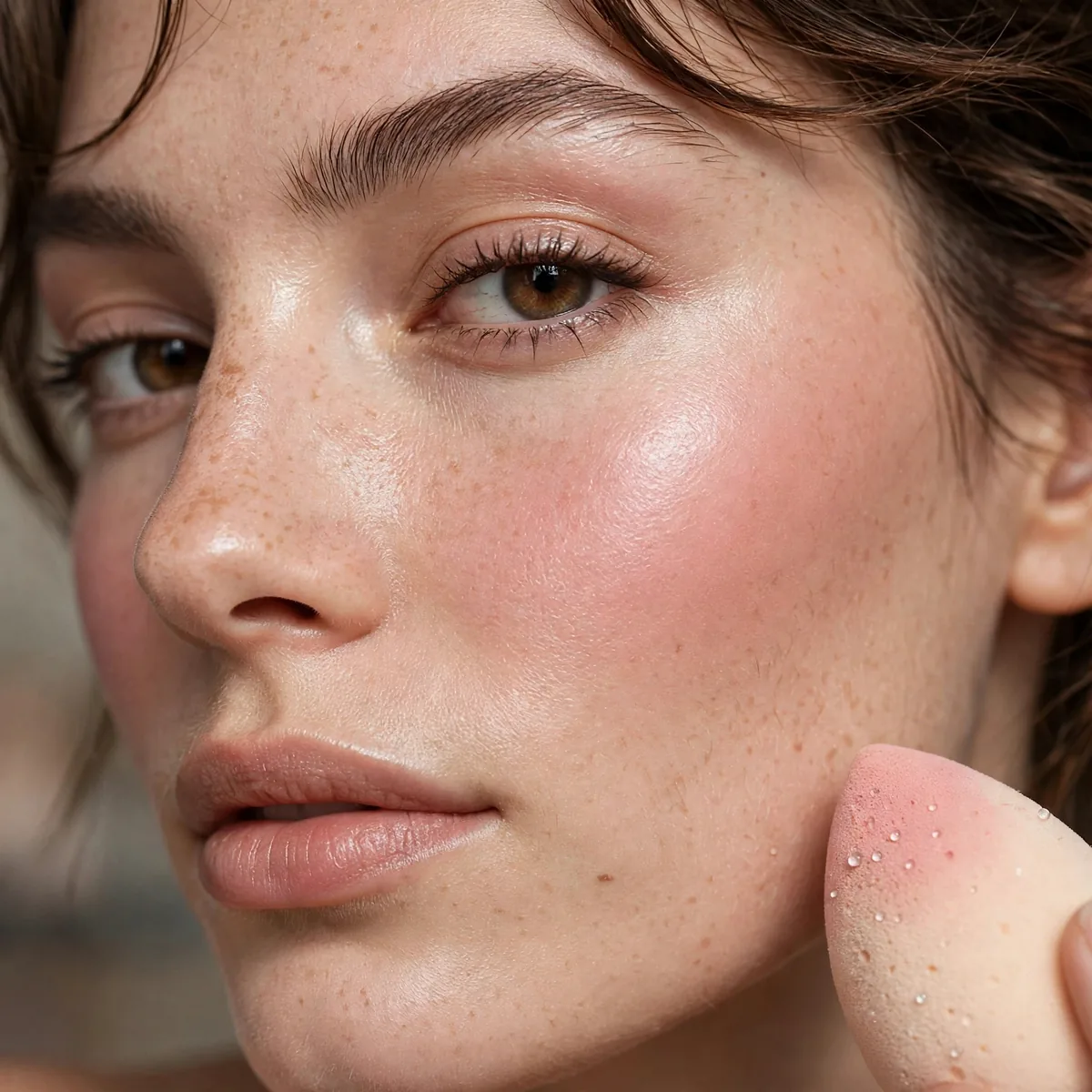 Damp sponge cream blush finish