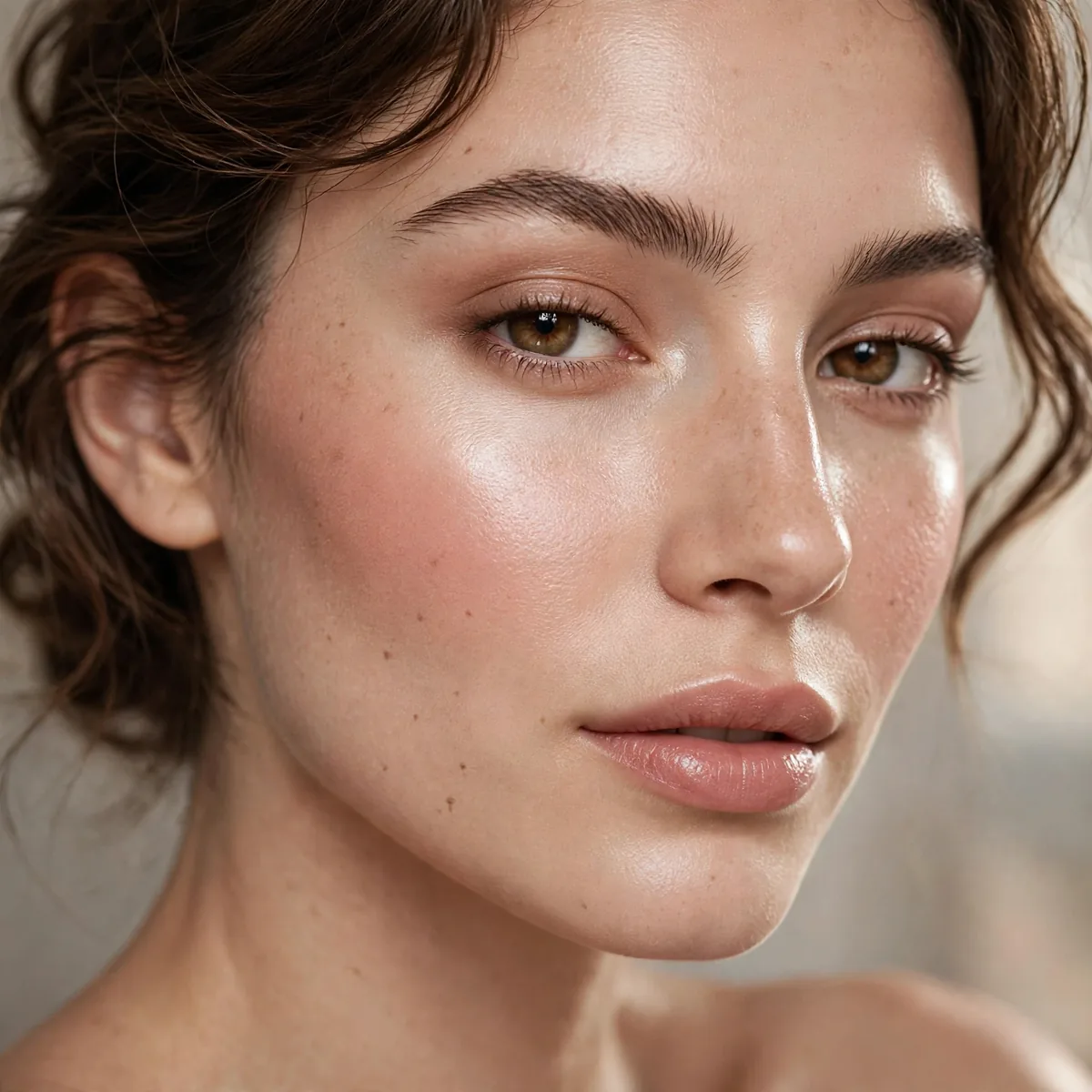 Cream blush with dewy highlight