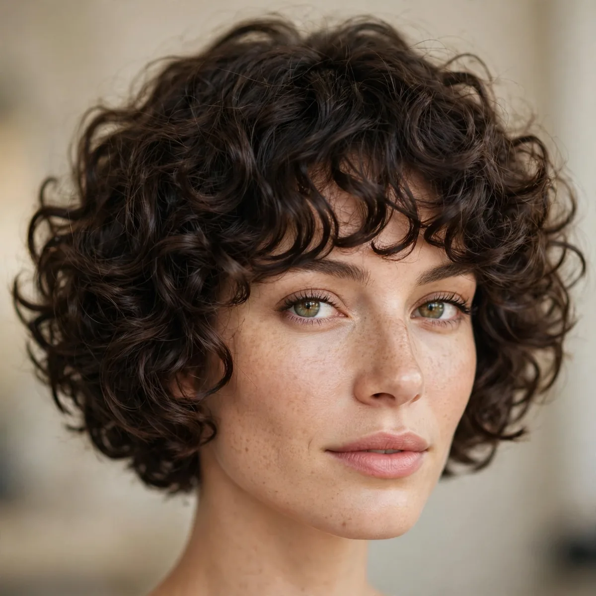 Short curly French bob with volume
