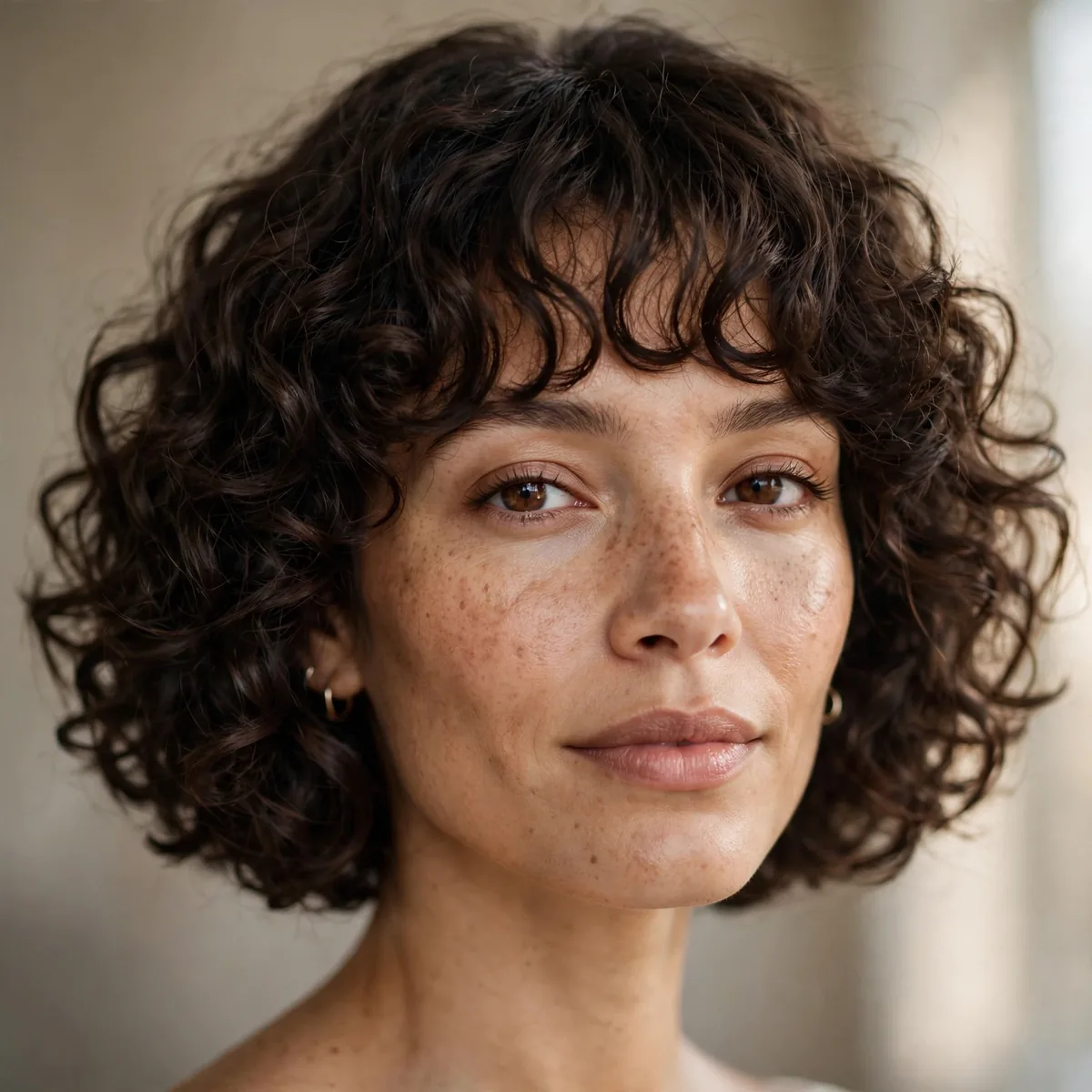 Curly bob with a curly fringe