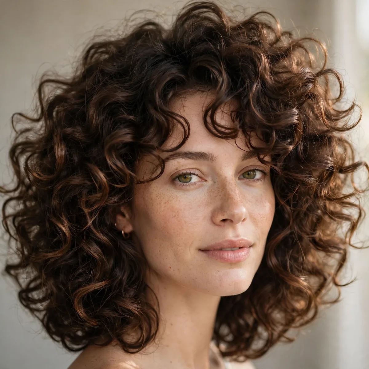 Long curly bob with big volume