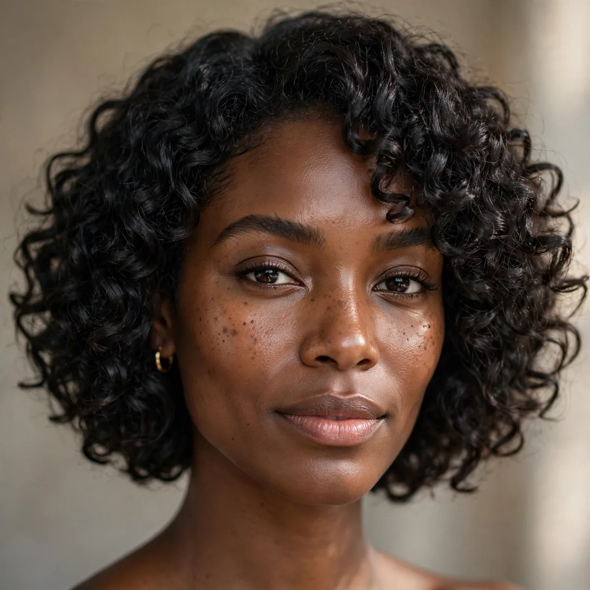 Wash and go curly bob with defined curls