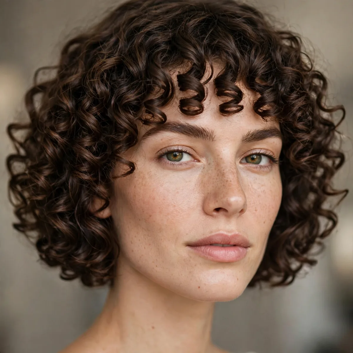 Curly bob with highly defined individual curls