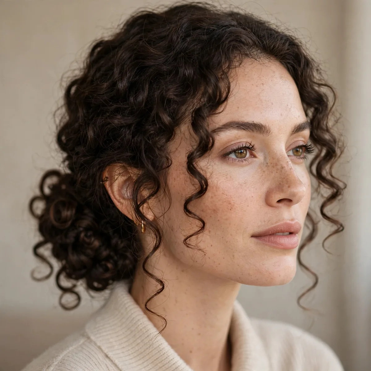 Low bun made from curly hair