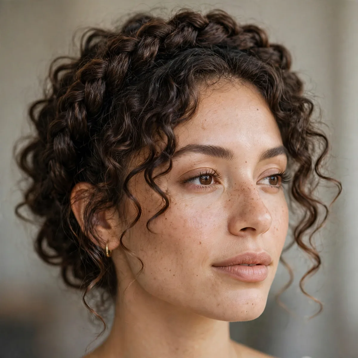 Twisted halo on curly hair