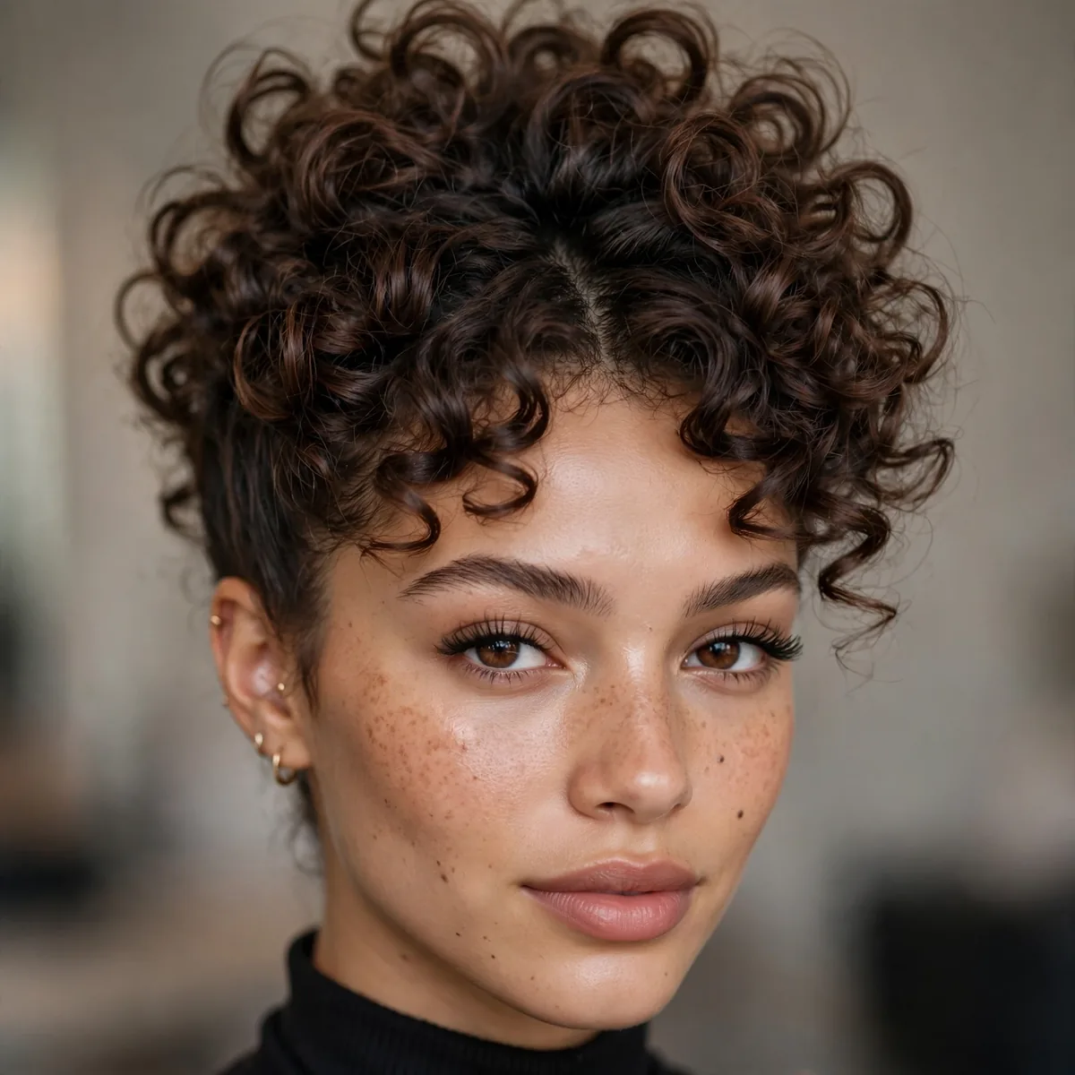 Curly fauxhawk updo