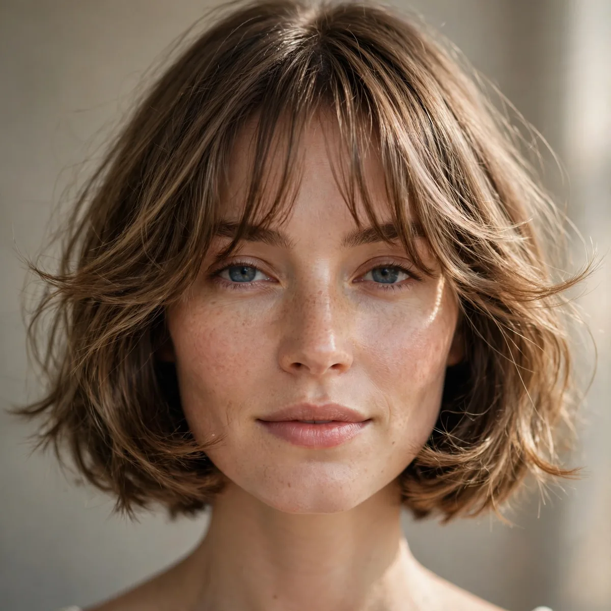 French bob with wispy curtain bangs