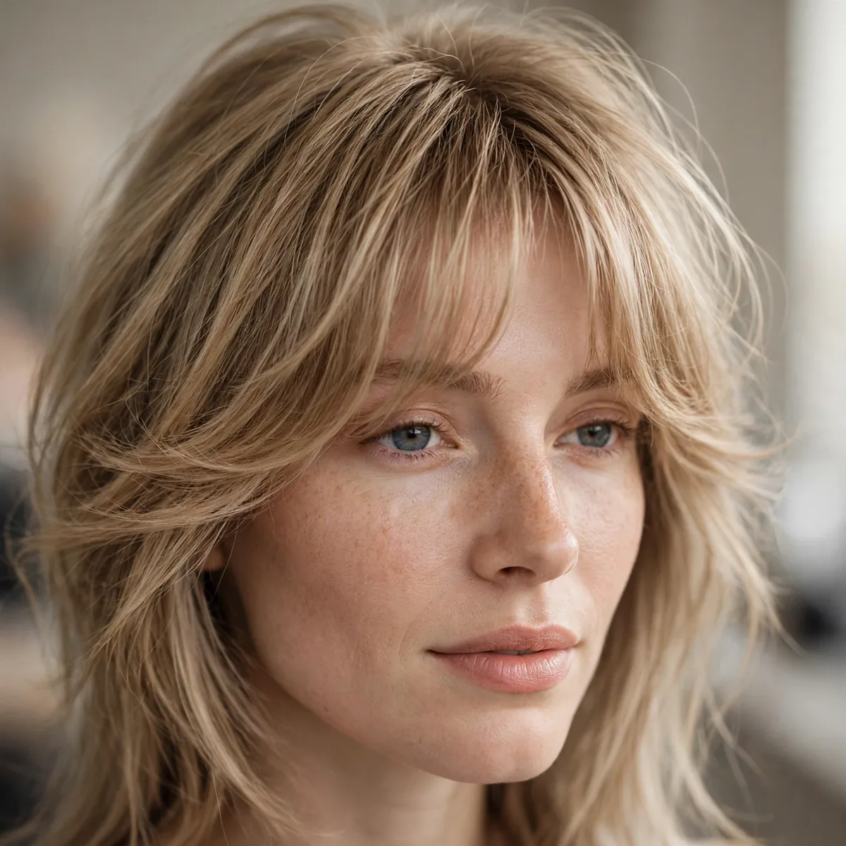 Curtain bangs on fine hair with volume